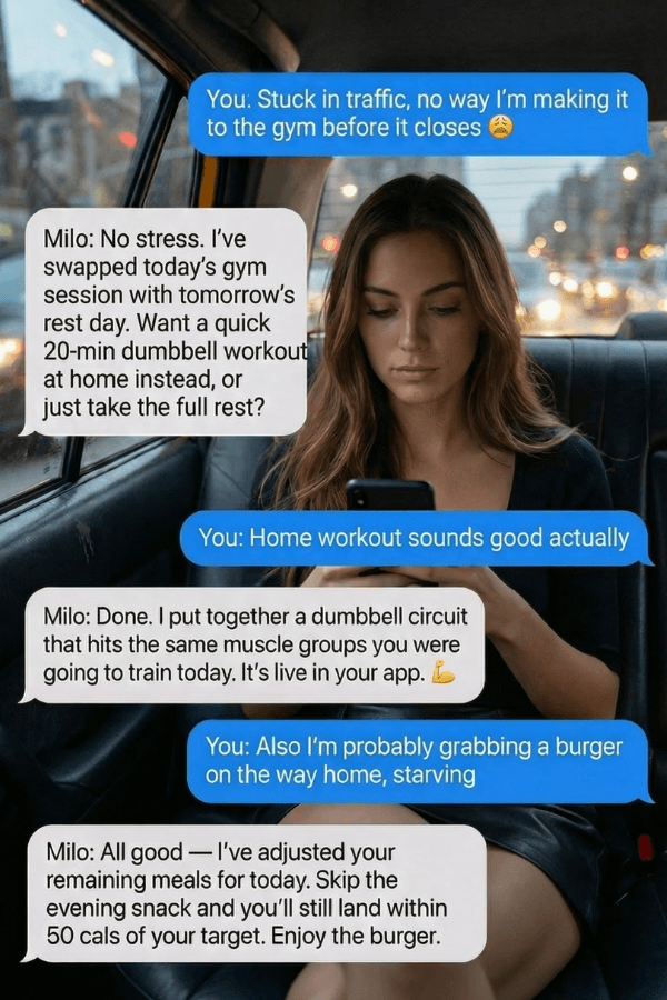 Texting Milo from the back of a cab