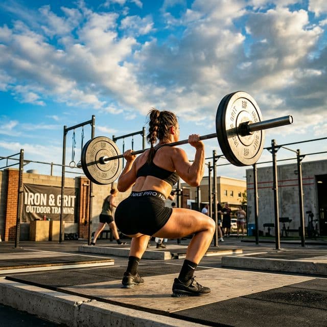 Athlete working out outdoors